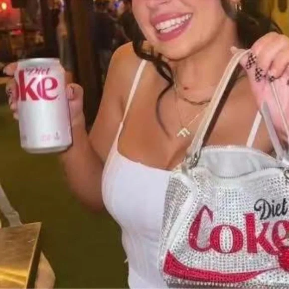 Diet Coke Crystal-Embellished Silver Mini Handbag - Picture 2 of 6
